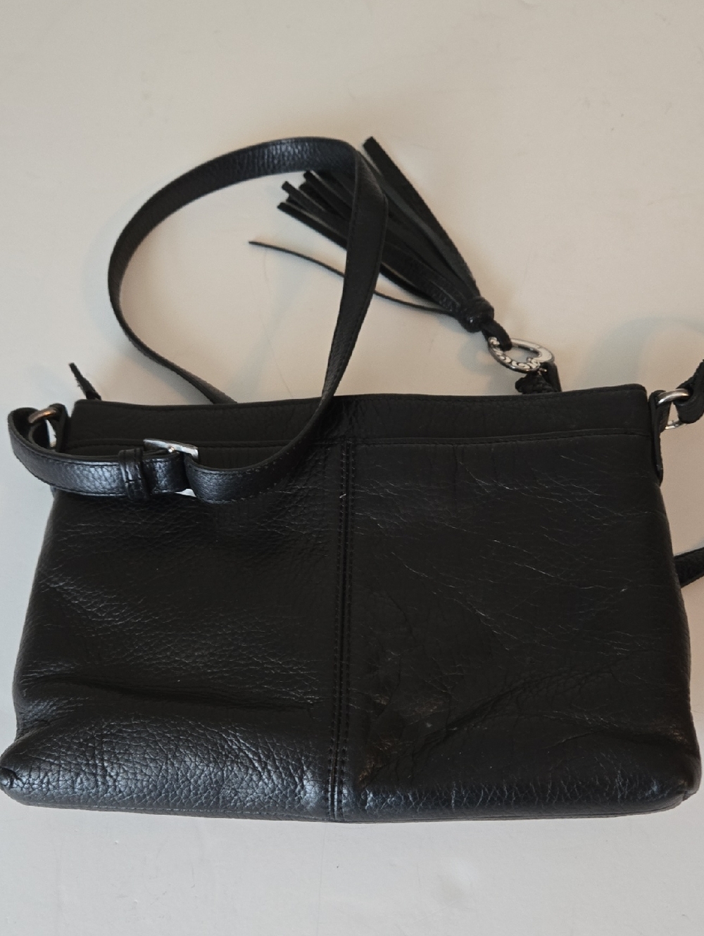 Brighton Black Leather Crossbody with Heart Charm - Picture 2 of 10